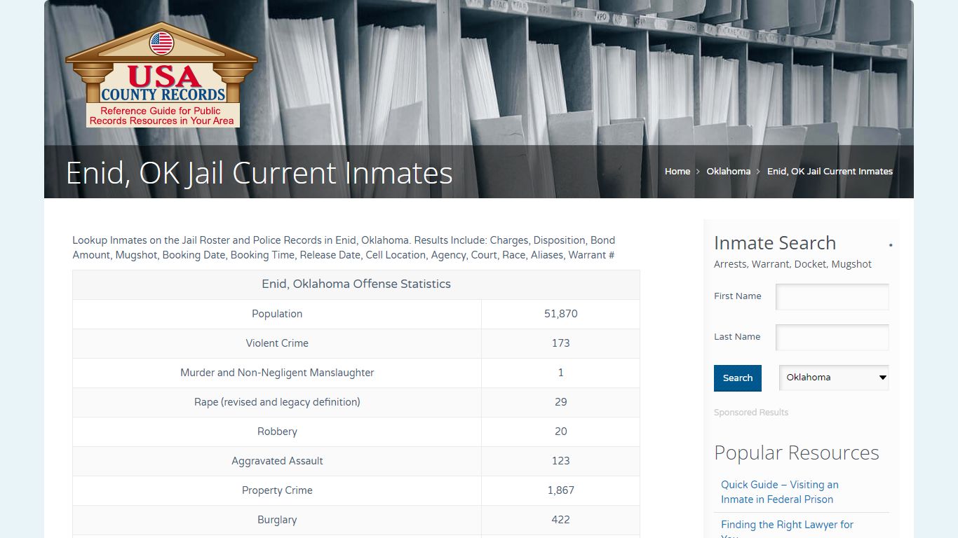 Enid, OK Jail Current Inmates | Name Search
